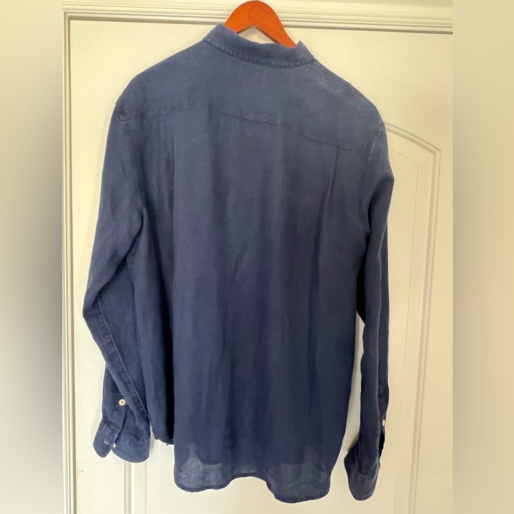 Lucky Brand, long sleeve button down shirt, dark denim blue, mint condition, L - Picture 3 of 3